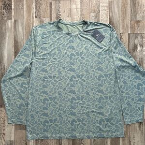 Mens XXL Fish Hippie Green and Blue Camo Long Sleeve Tee